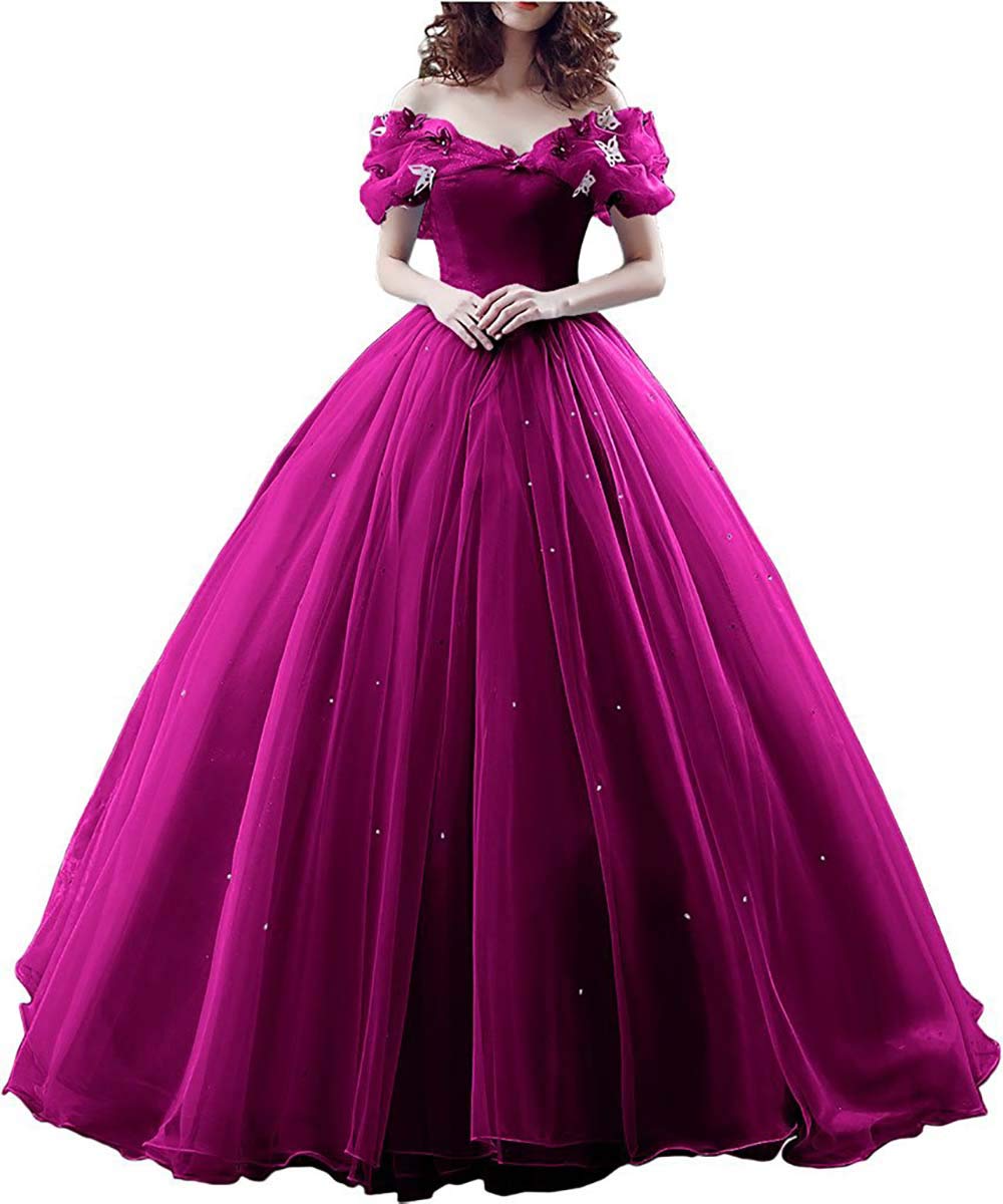 yinyyinhs Tulle Ball Gown Cinderella's Off Shoulder Quinceanera Dress Wedding Dresses Evening Formal Gown