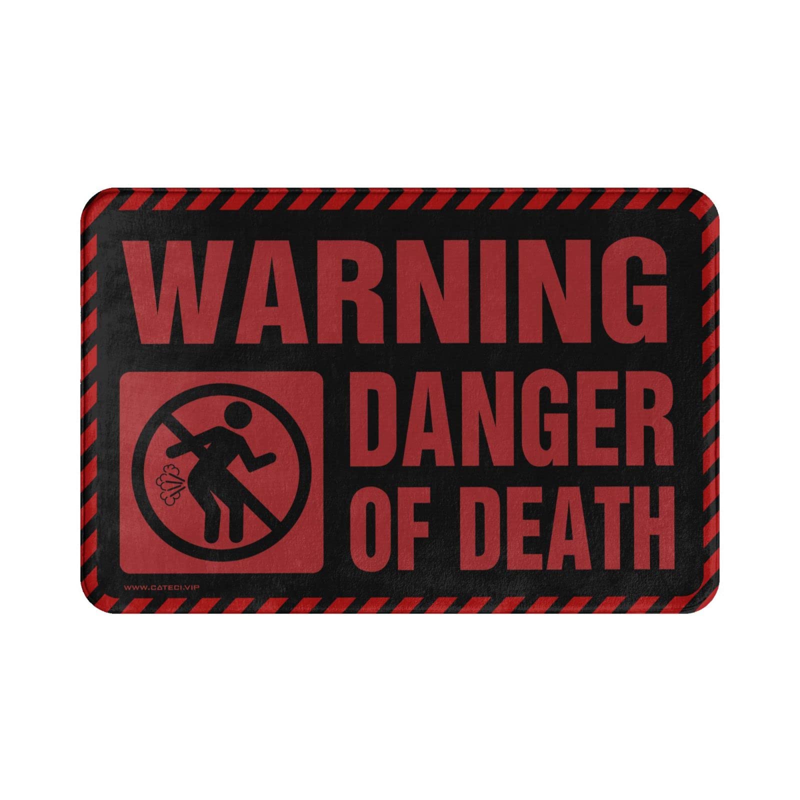 Dsoluuing Felpudo de bienvenida al aire libre, grande, advertencia de peligro de muerte, felpudo para puerta de entrada al aire libre pequeño (tamaño: 65 x 90 cm)