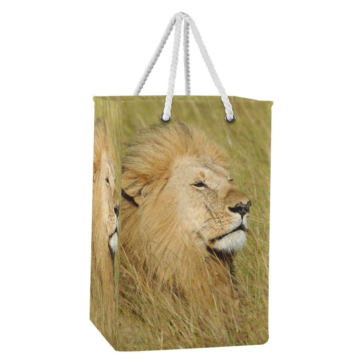 African Lion großer Wäschesack, freistehend, zusammenklappbar, mit einfachen Tragegriffen