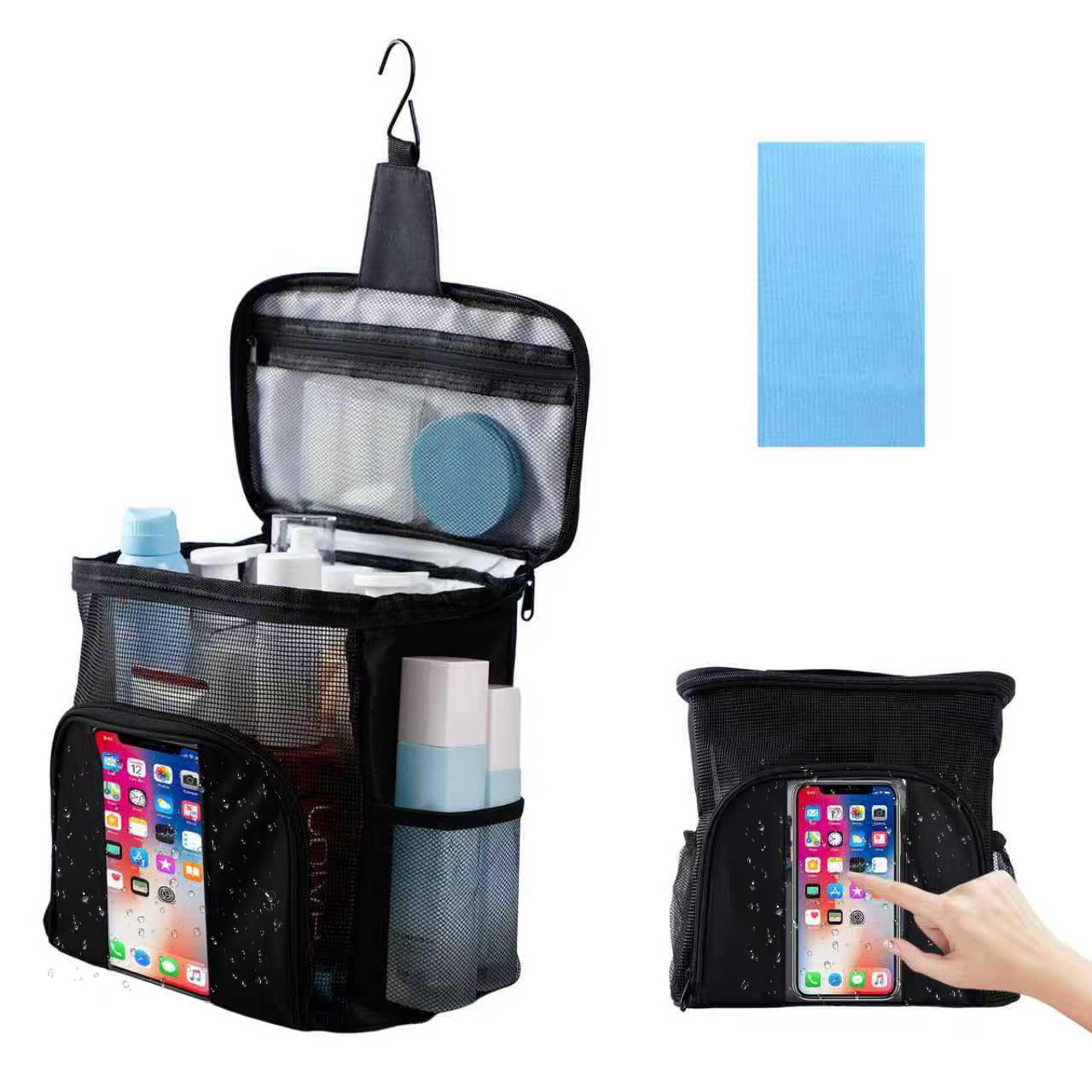 BGIYA Dorm Shower Caddy Portable Mesh Toiletry Bag Foldable Shower Organizer for Men Women Large Capacity Cosmetic Storage