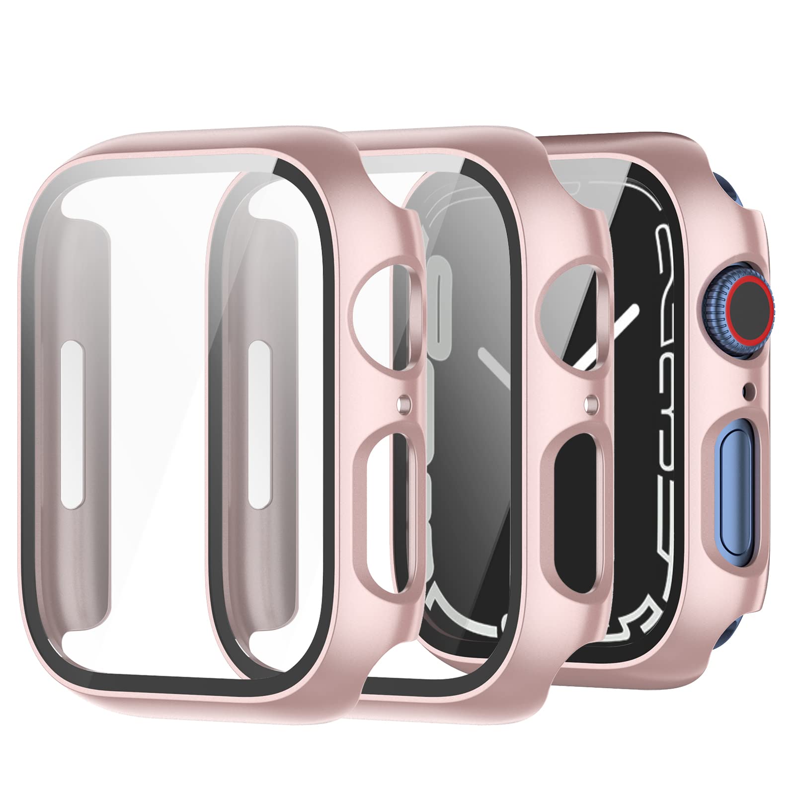 2 Pack) T Tersely Case Compatible with Apple Watch Series 7 - 41mm,  Built-in Thin HD Tempered Glass Screen Protector Overall Cover Replacement  for iwatch 7 2021 (Rose Gold): Smartwatch Replacement Bands: Amazon.com.au