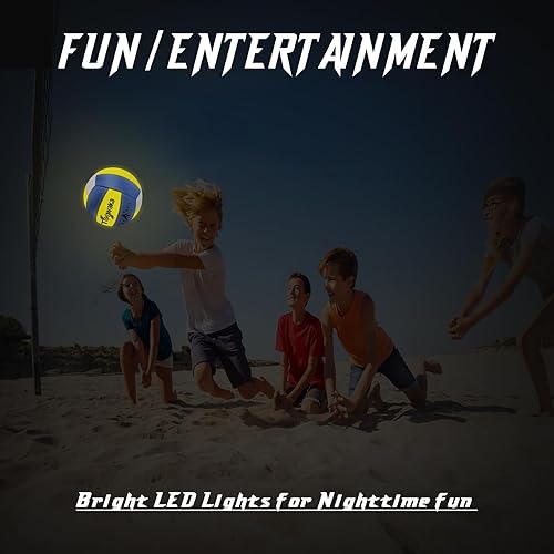 Miniatura 7 de Balón de voleibol de playa iluminado, tamaño oficial que brilla en la oscuridad, brillante con luces LED preinstaladas, pilas incluidas