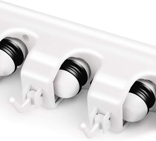 Miniatura 3 de LETMY Soporte de pared para escoba, soporte para fregona y escoba, estante de almacenamiento de garaje y organizador de herramientas de jardín, 5