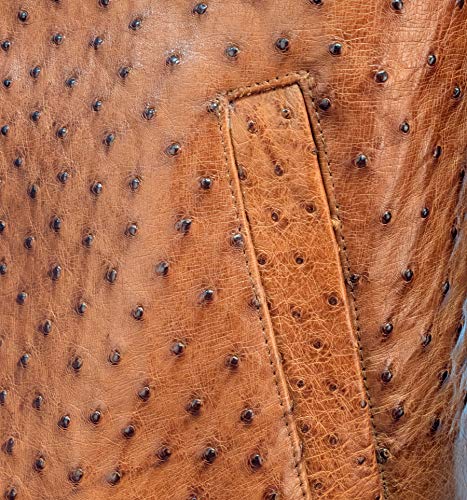 Men's Full Ostrich Genuine Leather Casual Jacket Western Wear Color Gray, Cognac, Black3