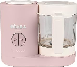 BEABA Babycook Neo Baby Food Maker | Non-Toxic Glass & Stainless Steel | Trusted by Celebrity Moms | Sustainable Baby Food Processor | Global Leader| 34 Servings in 20 Mins, Cotton Candy