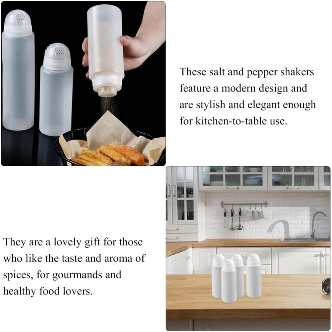 4pcs Seasoning Holder Pepper Sifter Shakers PE Refillable