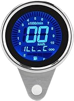 Vista 10 de Aramox Velocímetro digital universal para motocicleta de 12 V, medidor multifuncional LCD negro con tacómetro, odómetro, medidor de combustible