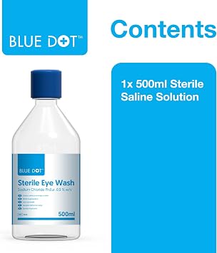 500ml Blue Dot Eye Wash Solution In Round Bottle (Each)