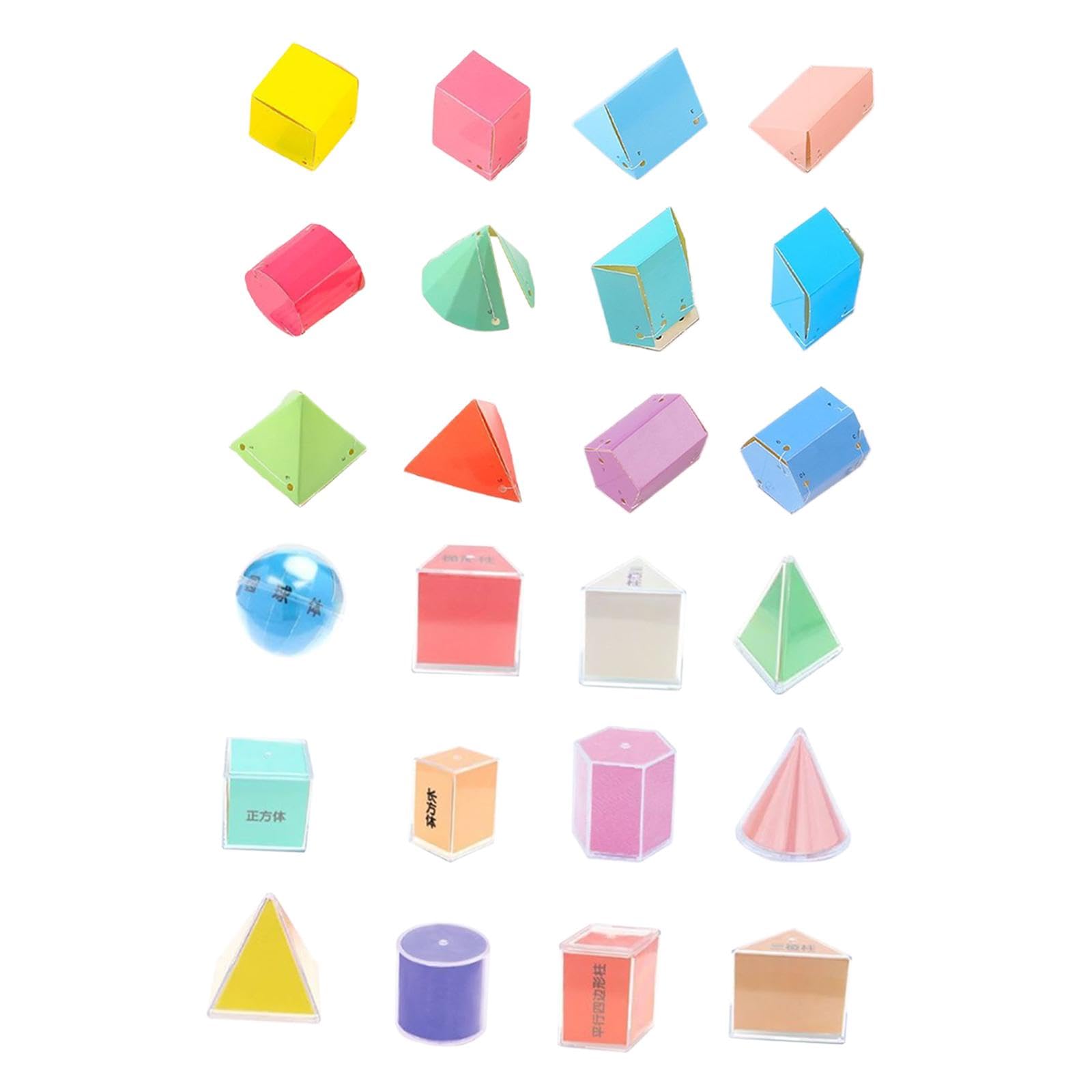 Oshhni Ensemble de 24 formes géométriques pour les mathématiques et la géométrie pour enfants, jouets éducatifs et en papier