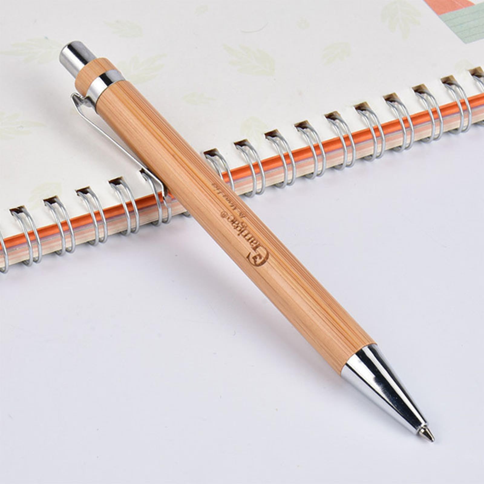 Teogneot 20 Pieces Bamboo Retractable Ballpoint Pen Black Ink 1 mm Office Products Pens Bamboo Ballpoint Pen Wood Ballpoint Pens - Image 4
