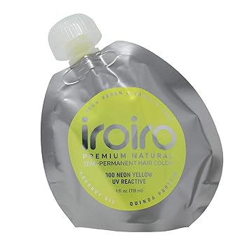 8 Oz / 236 Ml: Iroiro Premium Natural Semi-Permanent Hair Color 300 Neon Yellow (8Oz)