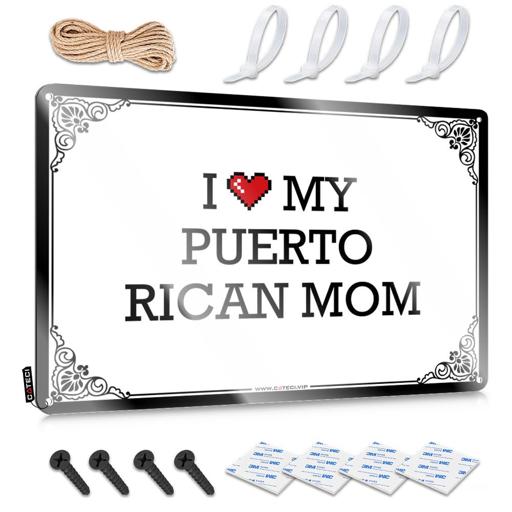 IBWNBBUSN Funny Signs For Bar I Love My Puerto Rican Mom Tin Sign Bar Sign Home Decor Funny Metal Signs For Outdoors(30X40CM)