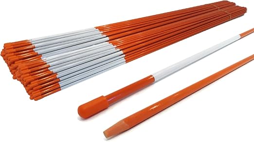 The ROP Shop | (Pack of 15) (1/4 Inch) Orange 48 Inch Reflective Driveway Markers, Snow Stakes Poles for Snow Plowing Driveways, Parking Lots, Walkways, Sidewalks