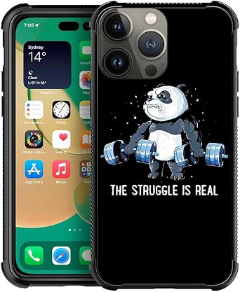 CARLOCA Compatible with iPhone 14 Pro Max Case,Panda On Swole Identity Graphic Design Shockproof Anti-Scratch Hard Acrylic Case for iPhone 14 Pro Max