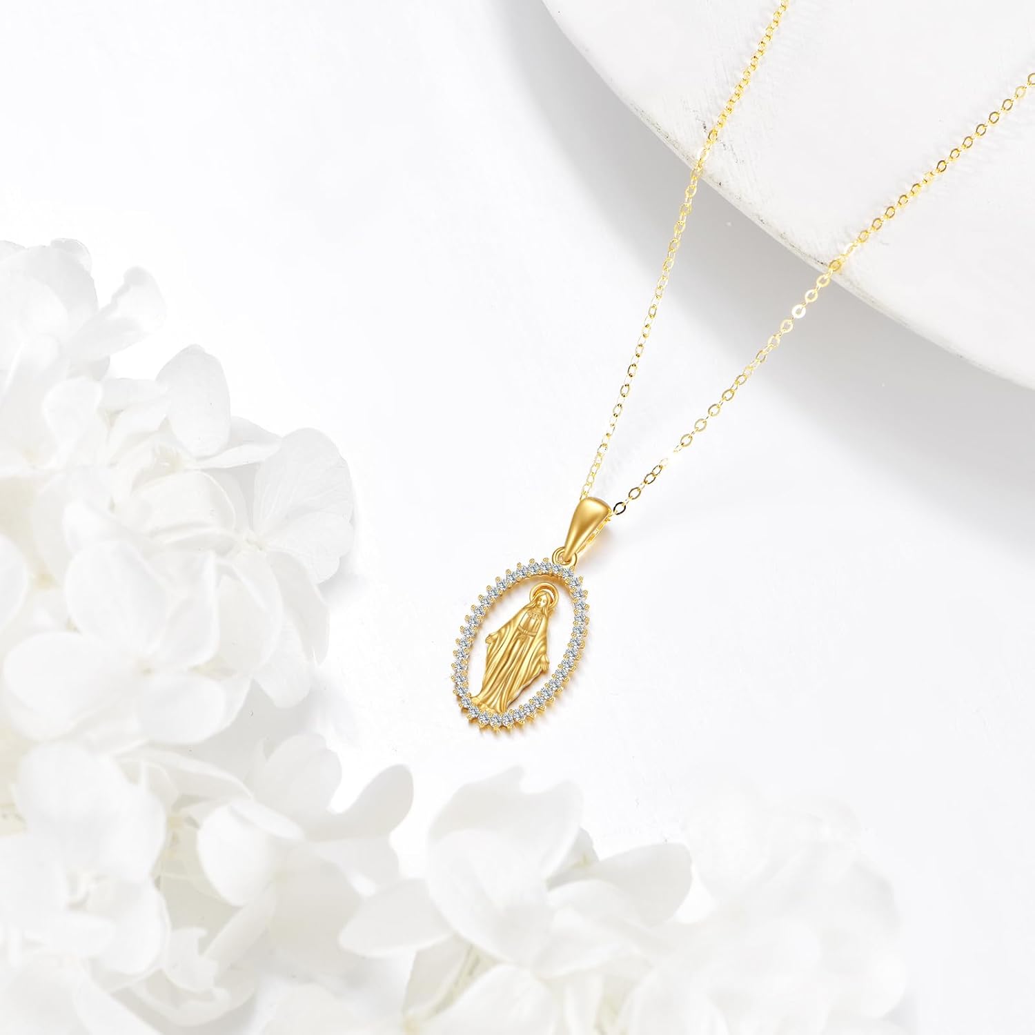 VONALA St Michael/Virgin Mary Necklace 925 Sterling Silver Amulet Coin Pendant Jewelry for Men Women