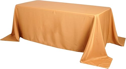 Mantel rectangular de poliéster  89.8 x 140.2in  Oro  1 Pc.