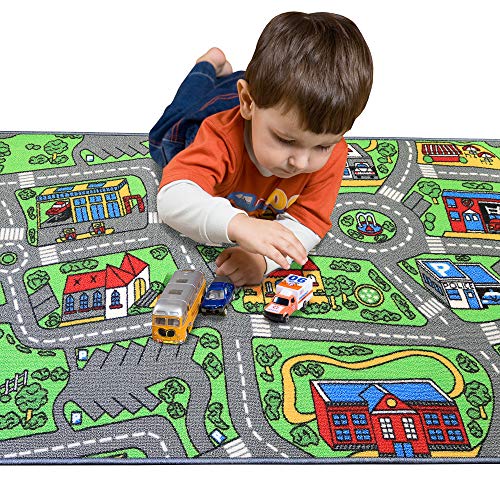 Click N' Play Kids Mat, Large Area Rug For Kid And Toddler Bedroom Or Playroom, Perfect As A Classroom Rug, Fun, Educational, Non-Slip Activity Rug For Boys And Girls With A Road For Toy Cars #TOP4