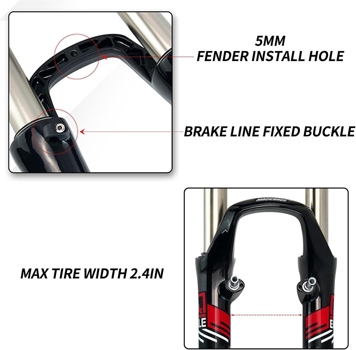Fourche Avant de vélo à Suspension VTT 26 Pouces, débattement de 1-1/8 Pouce, Freins à Disque/V-Brake de 100 mm, Blocage Rapide 9 mm, Commande à l'épaule F,26in