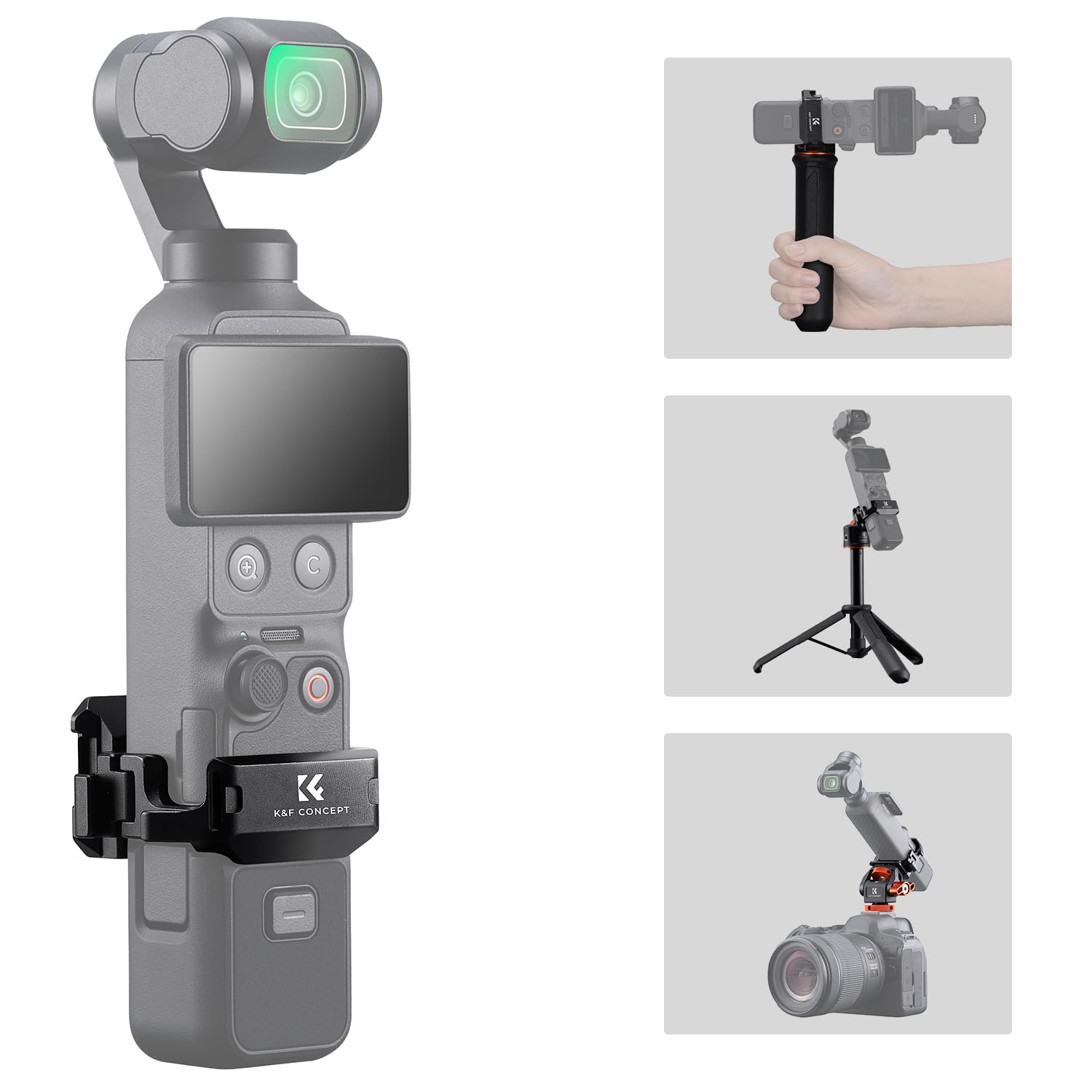 K&F CONCEPT Marco de Expansión de Aluminio para dji Osmo Pocket 4/4P/3 | Jaula Protectora Multifuncional con Zapata Fría, Rosca 1/4, Interfaz Arca y Soporte Plegable para Accesorios Vlog -PP64