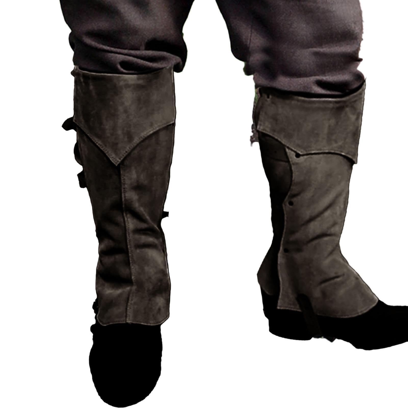 Steampunk-Stiefel aus Leder – Piratenstiefel, Überziehschuhe, Kostüm | Mittelalterliche Renaissance über dem Schuh, schwarzes Zubehör, bequeme Piraten-Stiefel-Tops, Schuhabdeckung für Damen und Herren