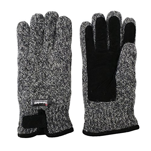 Bruceriver Mens Wool Knit Gloves With Warm Thinsulate Fleece Lining And Durable Leather Palm Size L/Xl (Melange Grey) #TOP7