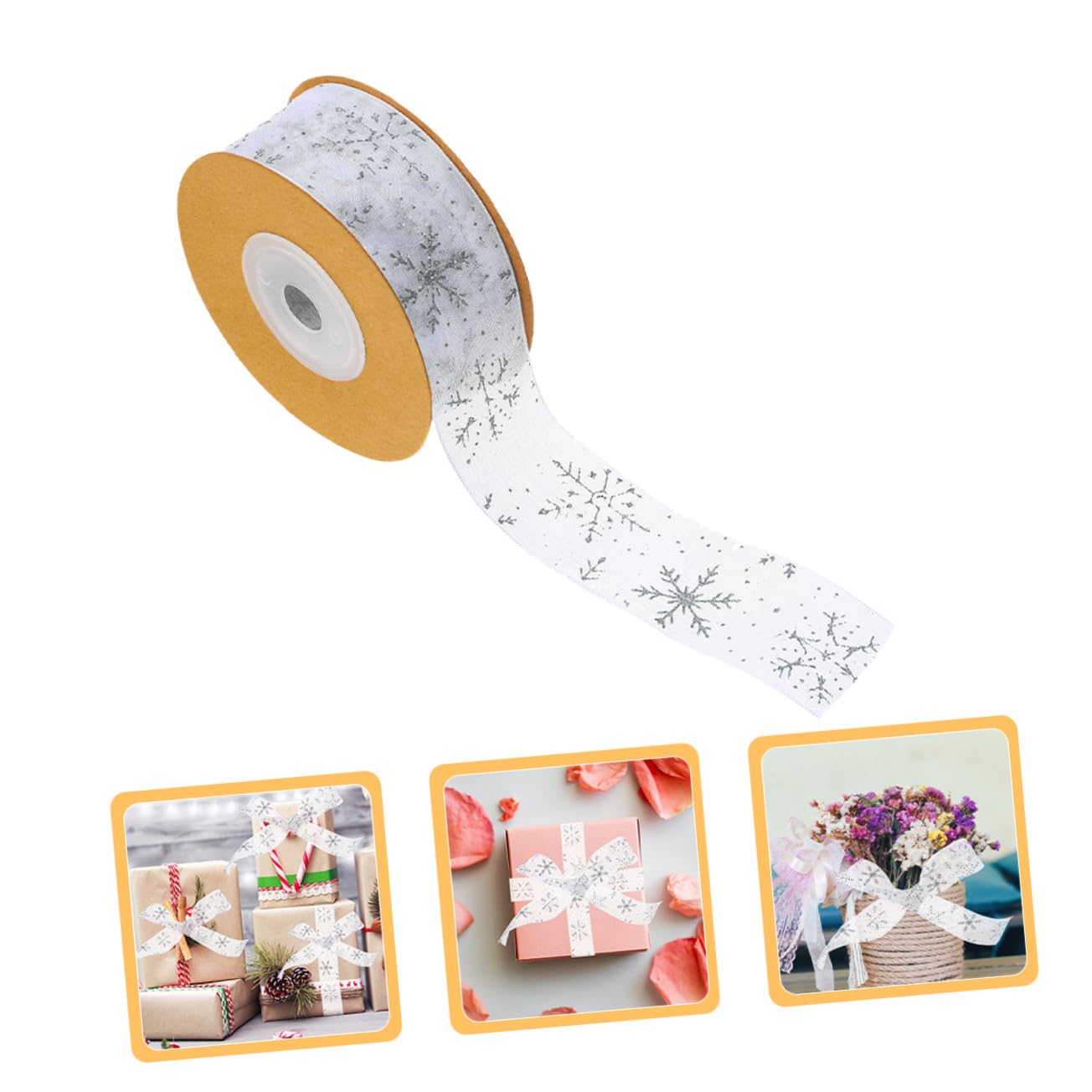 DOITOOL 5 Nastro Natalizio in Raso con Motivo Fiocchi Decorazione Festiva per Regali Fiocchi e Artigianato DIY