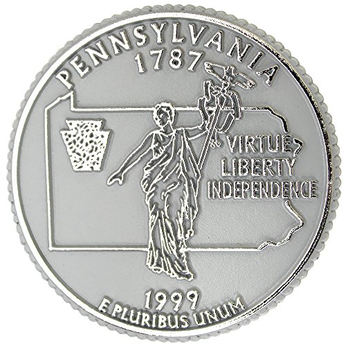 Pennsylvania State Quarter Magnet by Classic Magnets, 2.5" Diameter, Collectible 3D Rubber Vintage-Style Souvenirs and Gifts Made in The USA