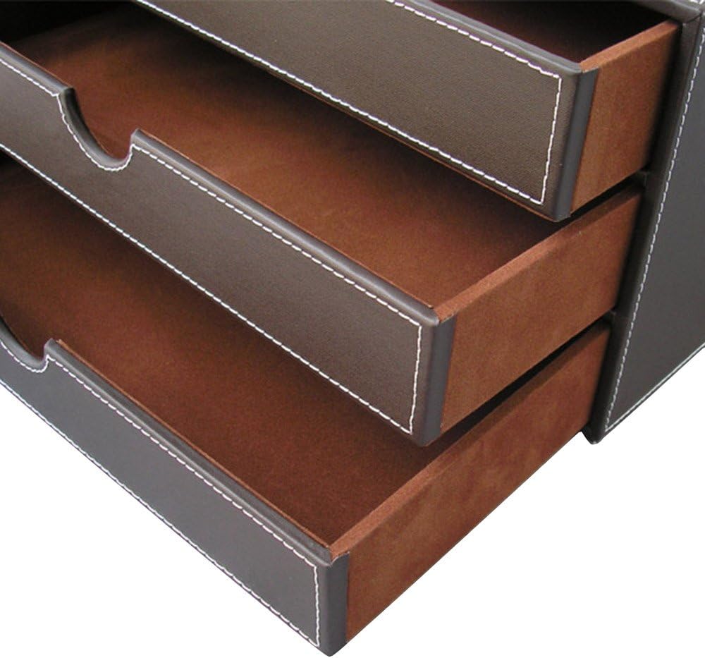 50% Off Discount KINGFOM™ 13x25 Large 3-Layer 3-Drawer Triple Wood Structure and Leather Desk Table File Storage Box Organizer Container (Brown) New Deal KINGFOM™ 13x25 Large 3-Layer 3-Drawer Triple Wood Structure and Leather Desk Table File Storage Box Organizer Container (Brown)
