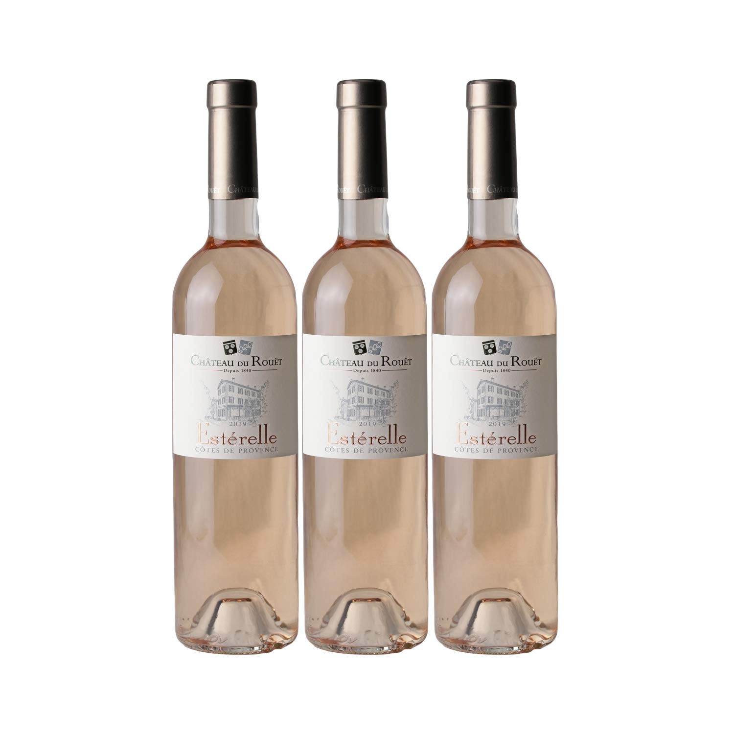 Château du Rouët Estérelle Rosé 2019 - Appellation AOC Côtes de Provence - Vin Rosé de Provence - Lot de 3x75cl - Cépages Grenache, Cinsault
