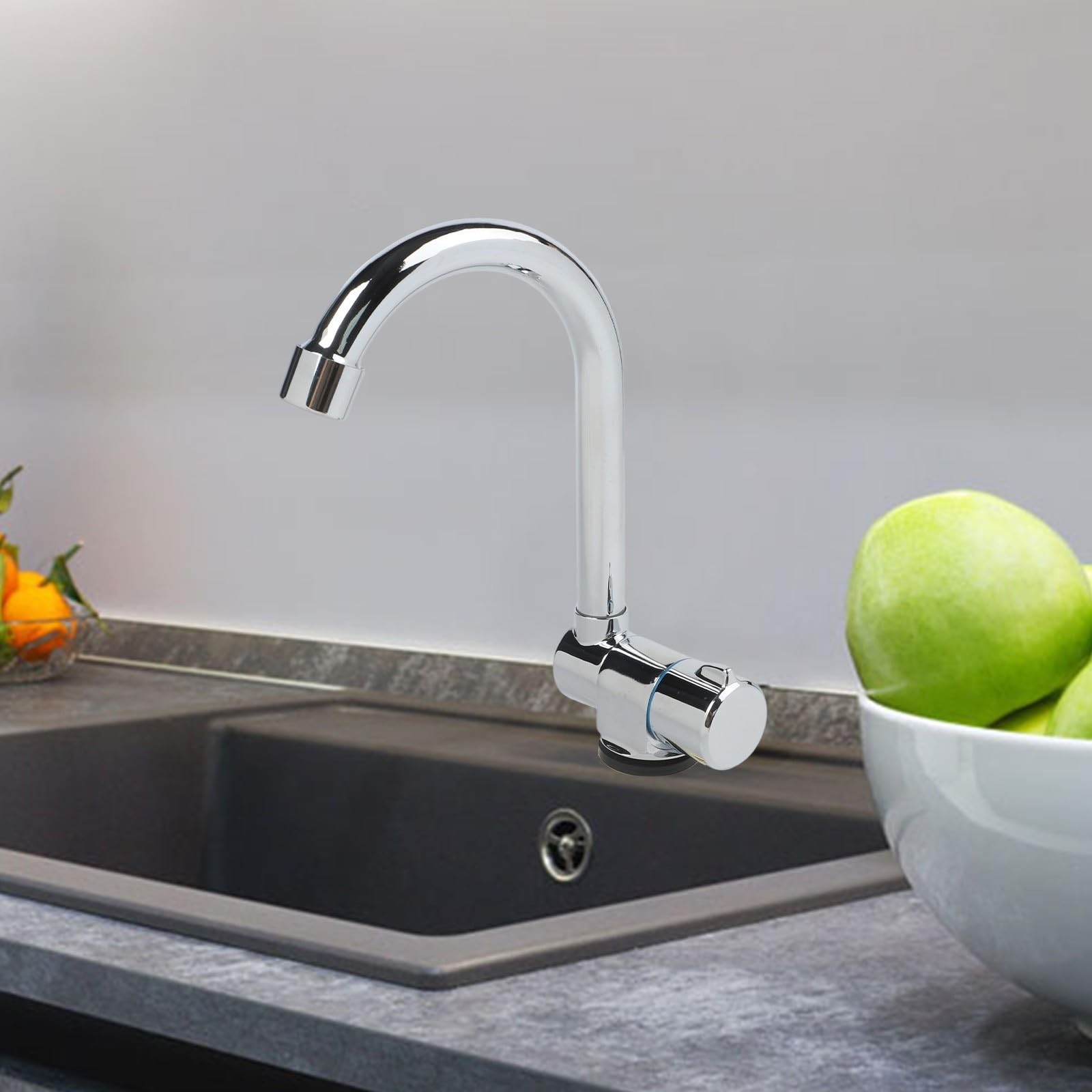 Rubinetto per camper in acciaio inossidabile con beccuccio pieghevole girevole a 360°, rubinetto singolo girevole per acqua fredda per roulotte, barca, lavandini da cucina marini e compatti