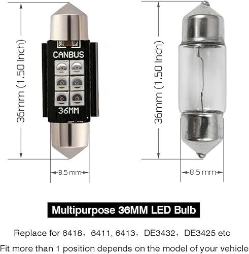 Miniatura 27 de iBrightstar 6411 6418 C5W Festoon de 9-30 V - Focos LED - Focos LED de 1.5 pulgadas (36 mm) extremadamente brillantes y sin errores para luces