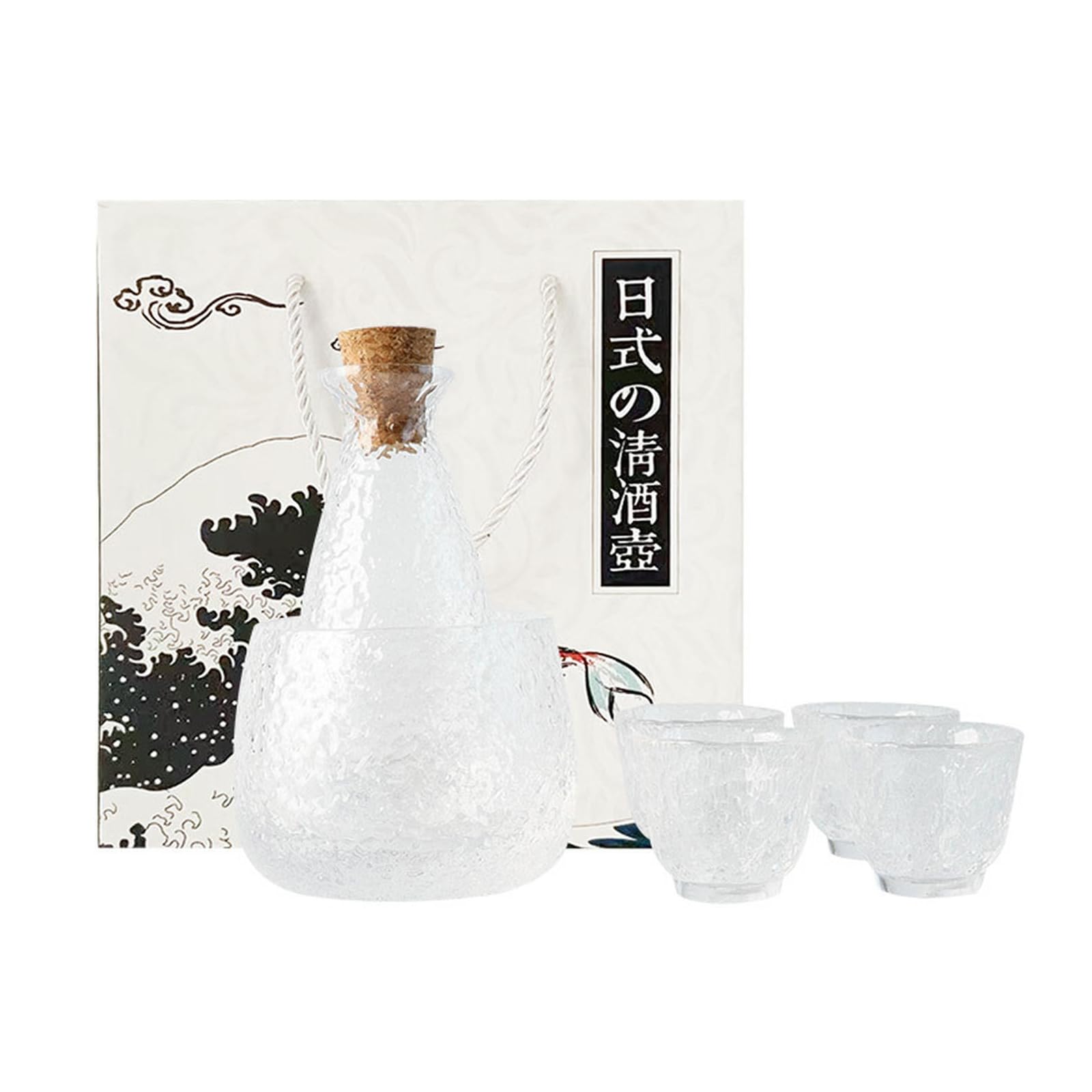 Japanisches Sake-Glas-Wein-Set, Eisweinkrug, warmer Baijiu-Weinspender – Wein-Set [mit farbiger Box]