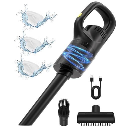 Handheld Vacuum Cordless, Portable Rechargeable Cordless High Power Suction Equipped with 3 Filters, Cleaner for Cars, Homes, Pets, and Offices