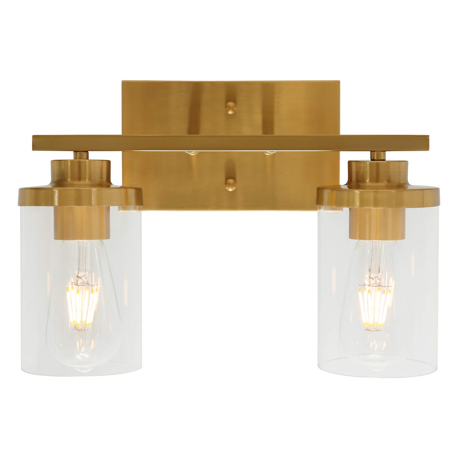 ELUZE 2-Light Modern Vanity Light Fixture for Bathroom Vanity Light & Black Bathroom Light Fixtures/Brushed Brass Bathroom Lighting with Bedroom Living Room Hallway Kitchen Gold Vanity Light