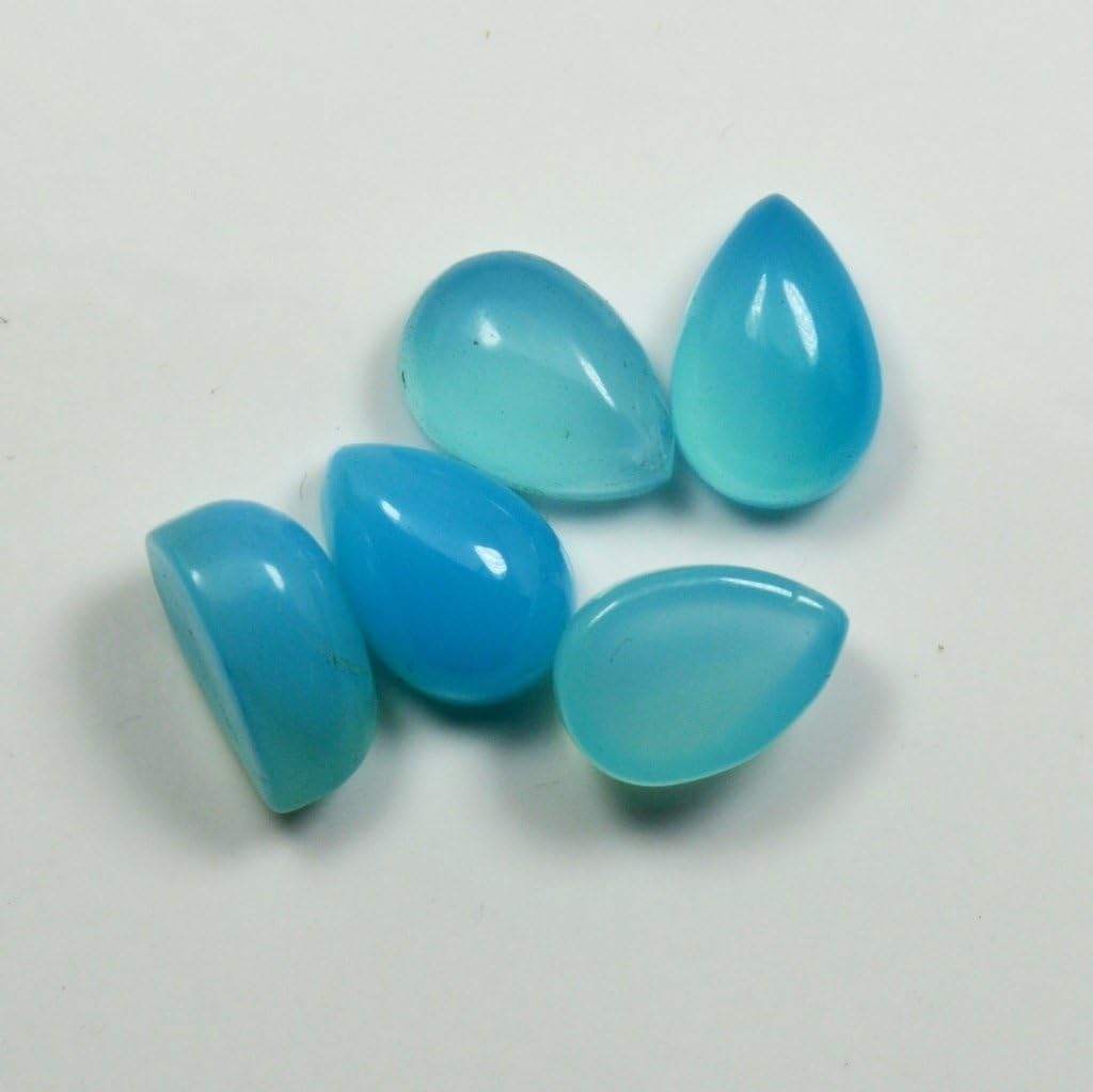 Pear Shape 13 Ct Natural Aqua Cabochone Chalcedony Loose Gemstone Lot