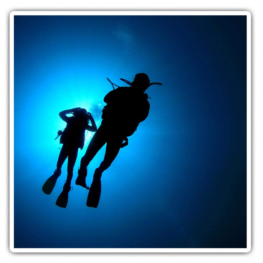 2 x Square 10cm Vinyl Stickers - Scuba Diver Silhouette Diving Sea 8344