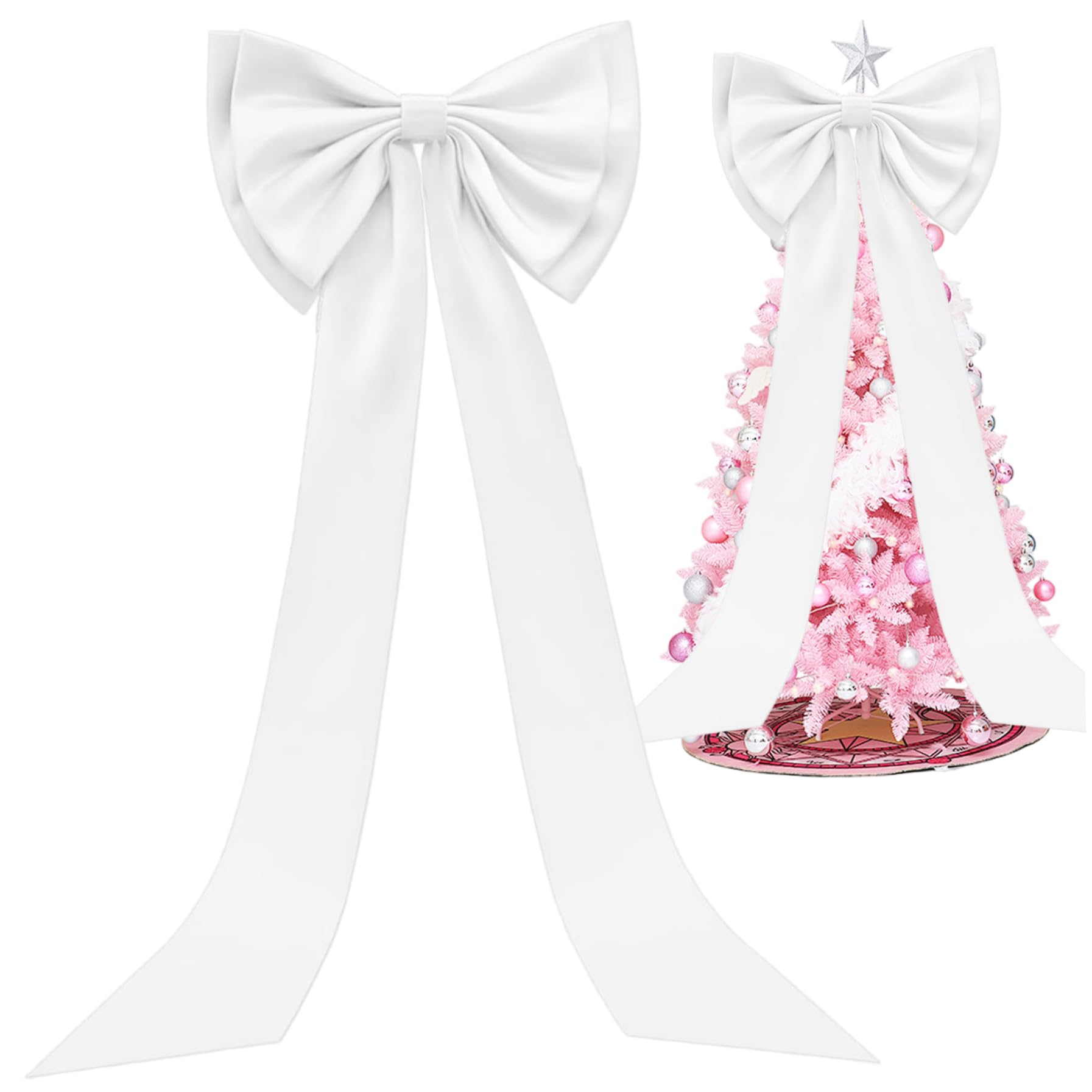 Lazo gigante de Navidad blanco, ideal para decorar el árbol, fondos de boda y fiestas de cumpleaños