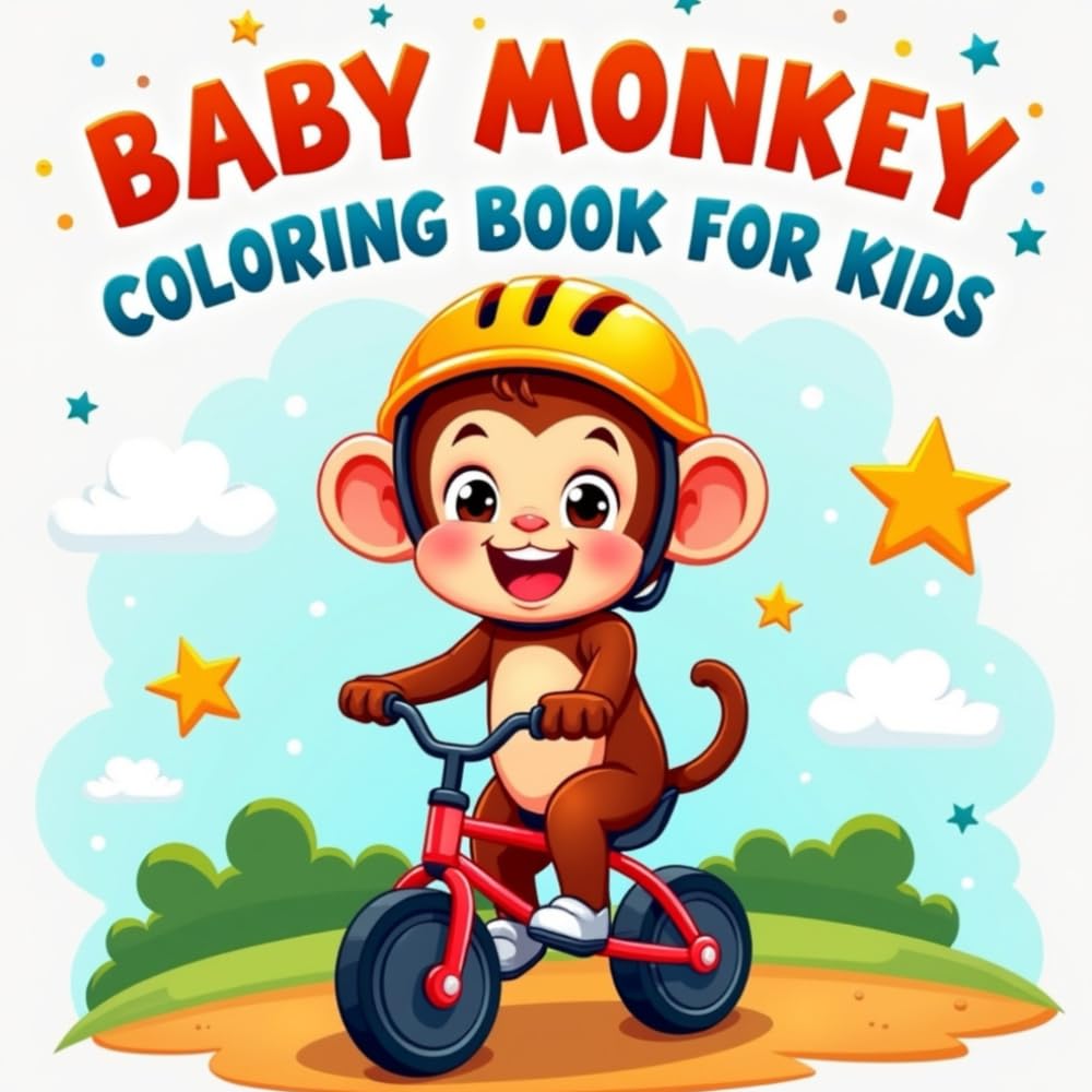 Baby Monkey Coloring Book for Kids: Cute and Easy Baby Monkey Coloring Pages – Fun Animal Adventures for Kids Ages 3–8