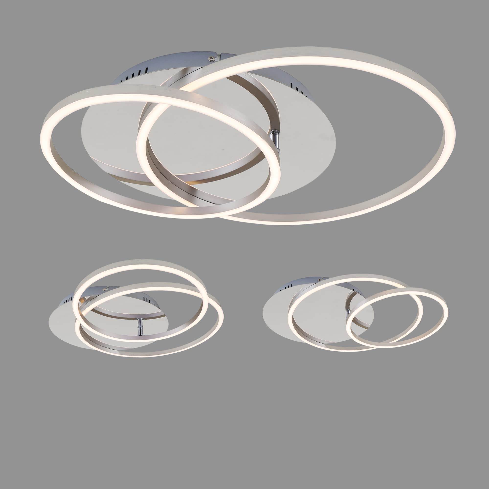 Briloner Leuchten - LED Deckenleuchte, Deckenlampe Dimmbar, inkl. Memoryfunktion, drehbar, 3.200 Lumen, Chrom-Alu, Durchmesser 30cm