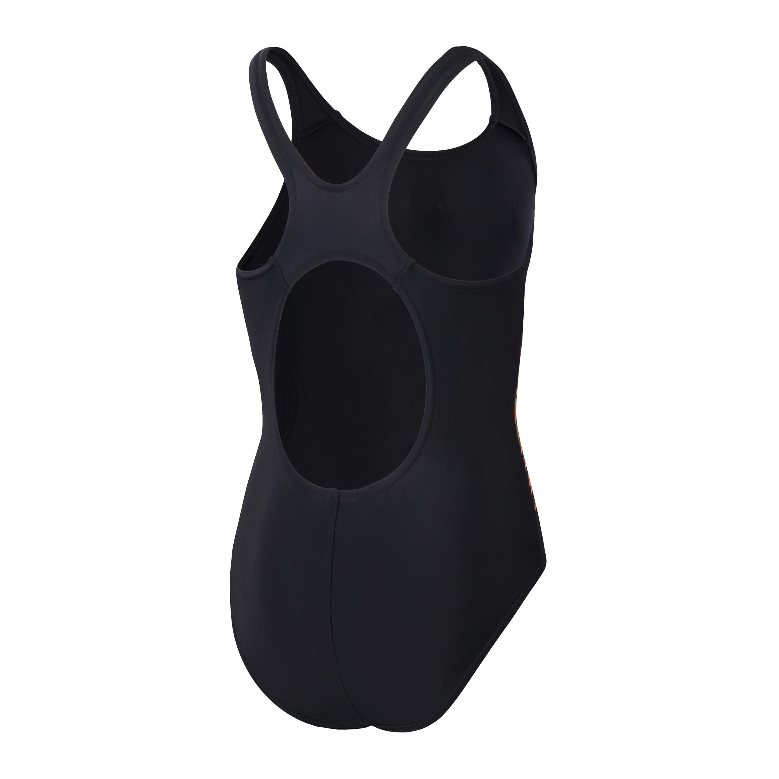 Speedo Placement Muscleback Badeanzug für Mädchen, Schwarz / Orange