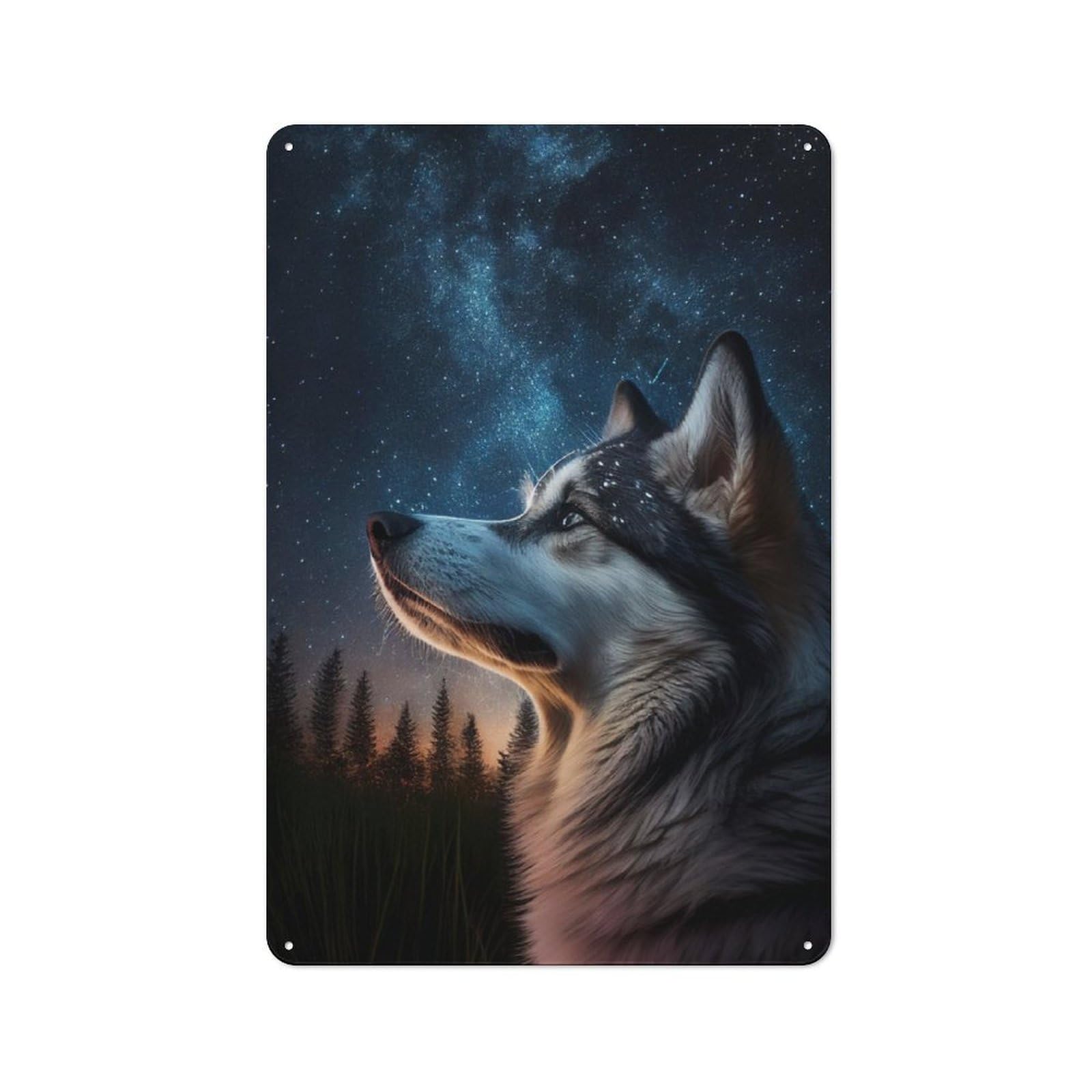 Junmoney Husky Dog Galaxy For Garden Room Or Summerhouse, Retro Metal Sign 30X20cm, For Metal Sign Collectors, For Vintage Wall Decor Fans