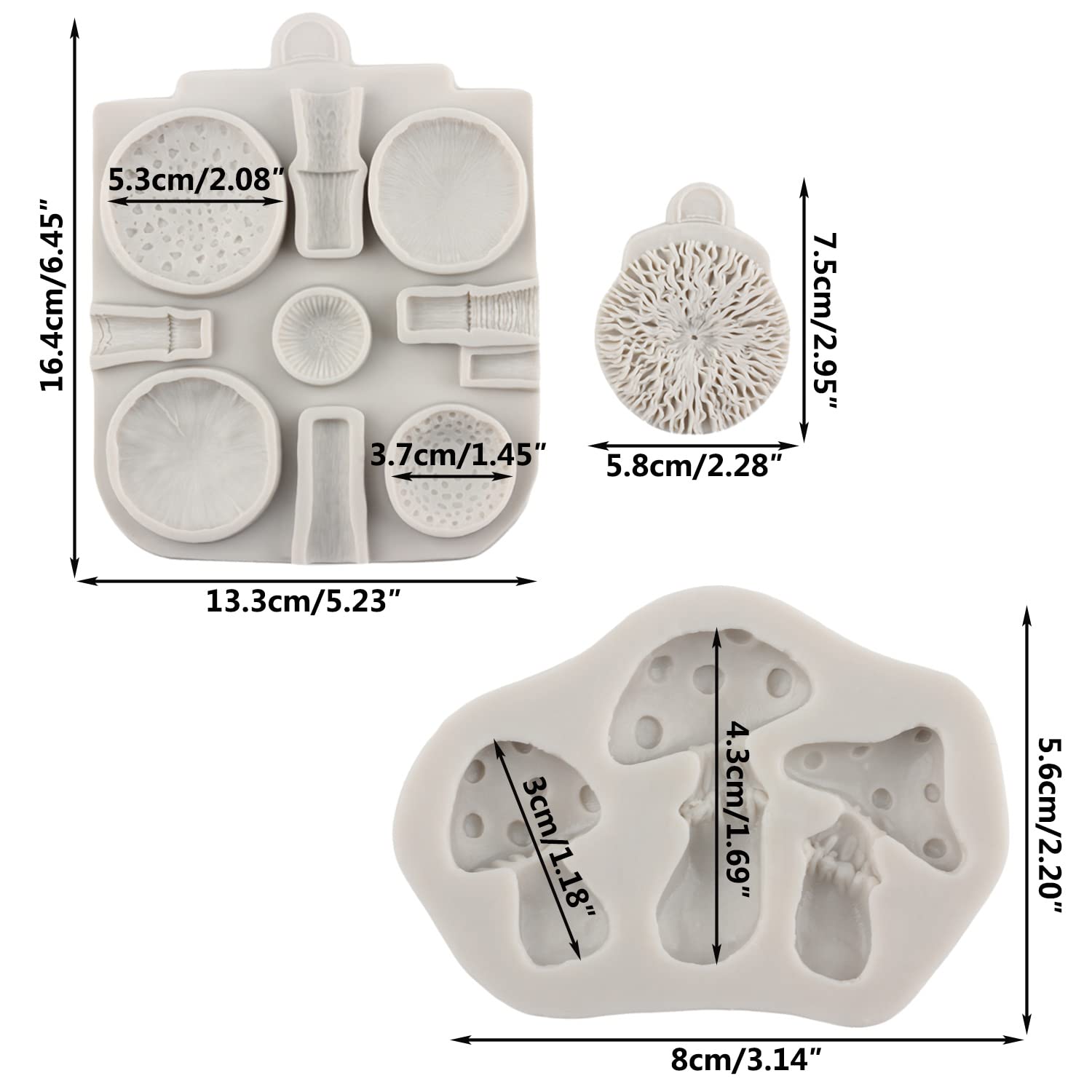 3D silikonowe formy do kremówki, grzyby, czekolady, do dekorowania ciast, czekolady, cukierków, gliny polimerowej, żywicy, pasty gumowej, zestaw 2 szt