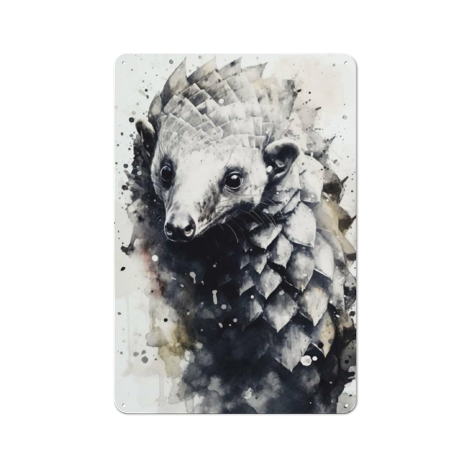 Junmoney Pangolin Inked Mammal Metal Plaque 30X20cm With For Pub Or Café, Rustic Decor, For Pub Decor Enthusiasts