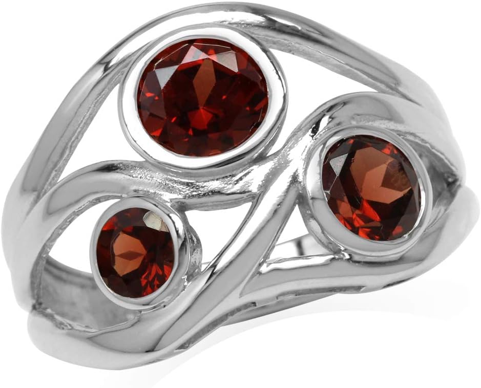 Silvershake 3 Stone Gemstones White Gold Plated 925 Sterling Silver Ribbon Weave Ring Right Hand Jewelry for Women