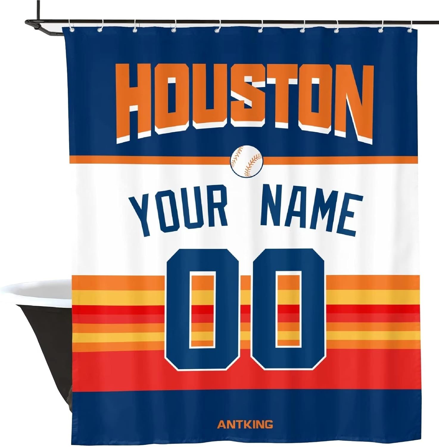 ANTKING Houston Shower Curtain Personalized Custom Any Name and Number for Men Women Gifts