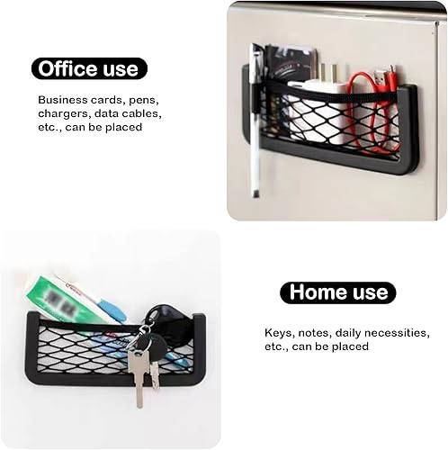 Miniatura 7 de jeseny 2 bolsas de red de almacenamiento para automóvil, marco de ABS, organizador de bolsillo, bolsa de comestibles negra para automóvil, red