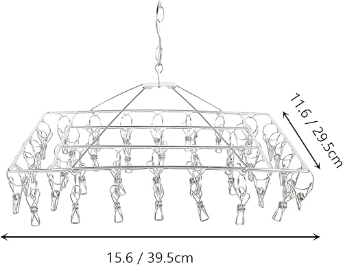 Miniatura 8 de LIFKOME Estante de ropa plegable para ropa de secado de ropa de los clips resistentes de acero inoxidable para uso doméstico