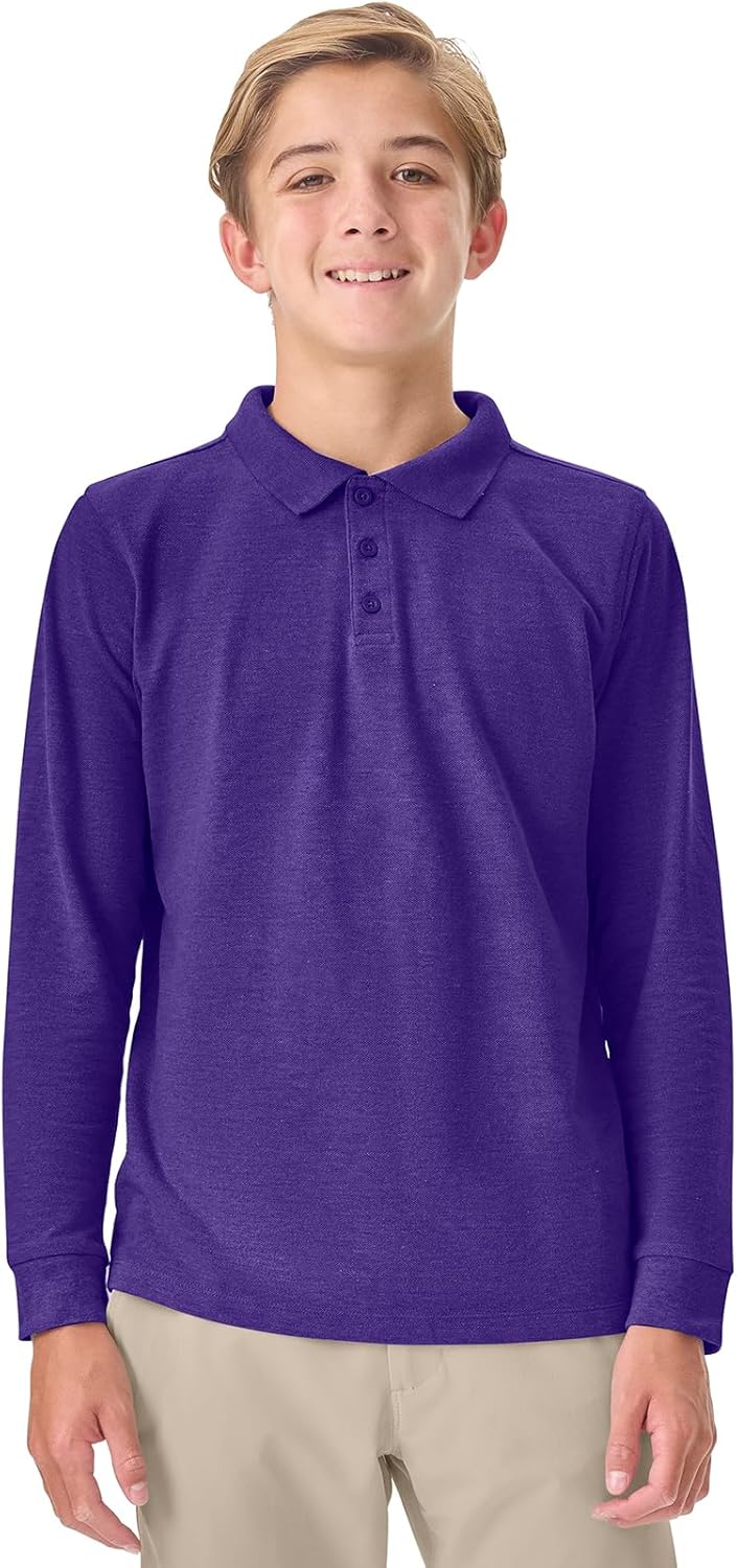 Classroom School Uniforms Unisex Long Sleeve Pique Polo