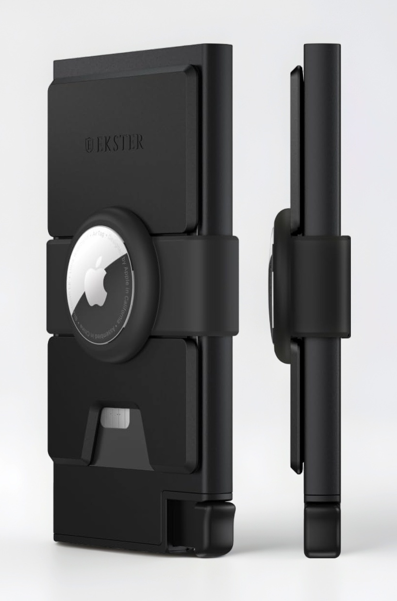 Aluminum AirTag Wallet | Smart Wallets for Men | Apple Air Tag Wallet with RFID Blocking | Slim & Minimal Money Holder with Push Button for Quick Card Access, Black, 4.1 x 2.3 x 0.29 inches