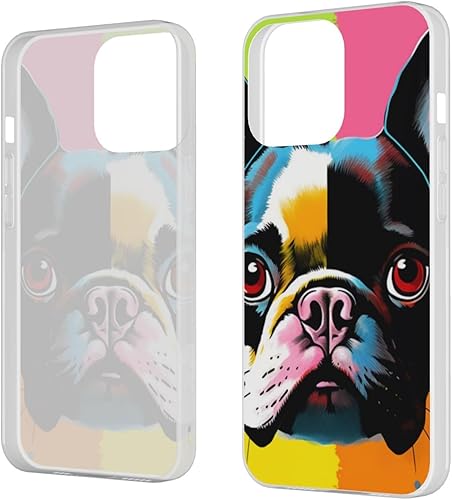 Miniatura 2 de EMPYRI Funda de teléfono con estampado de bulldog francés colorido para iPhone 14 Pro Max de 6.7 pulgadas, transparente, a prueba de golpes, no se